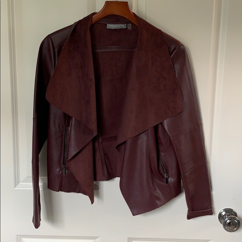 Wine colored faux leather jacket